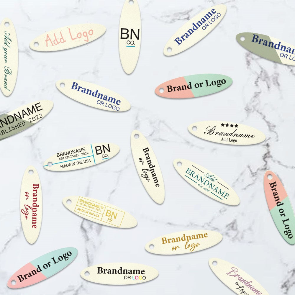 Ivory Custom Hang Tag- Oval - 1-3/4" x 1/2" (200 pcs)