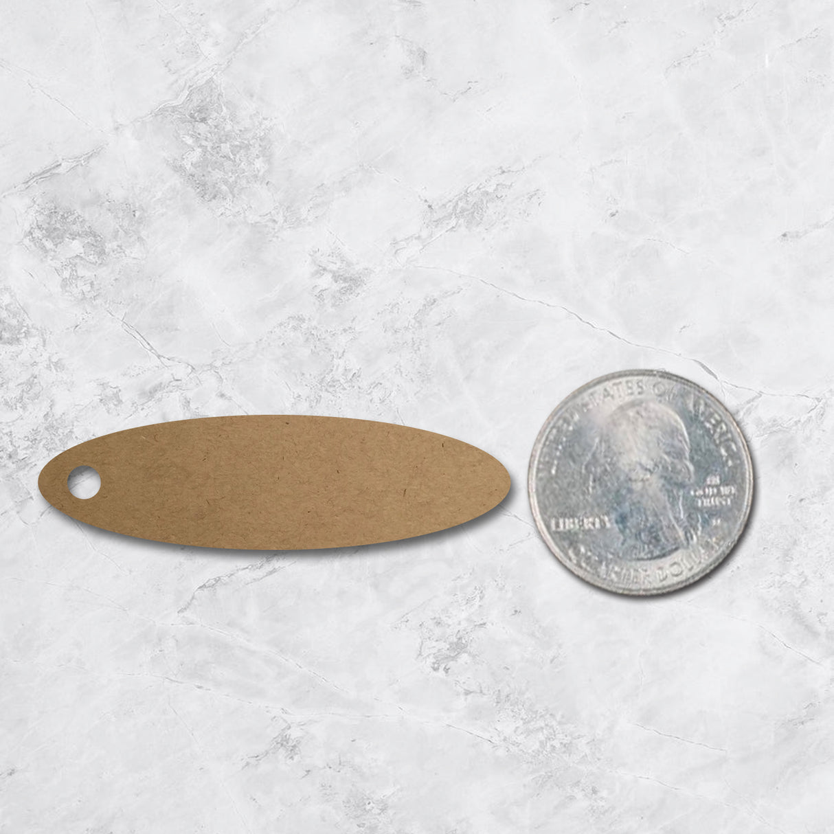 Kraft Custom Hang Tag- Oval - 1-3/4" x 1/2" (200 pcs)