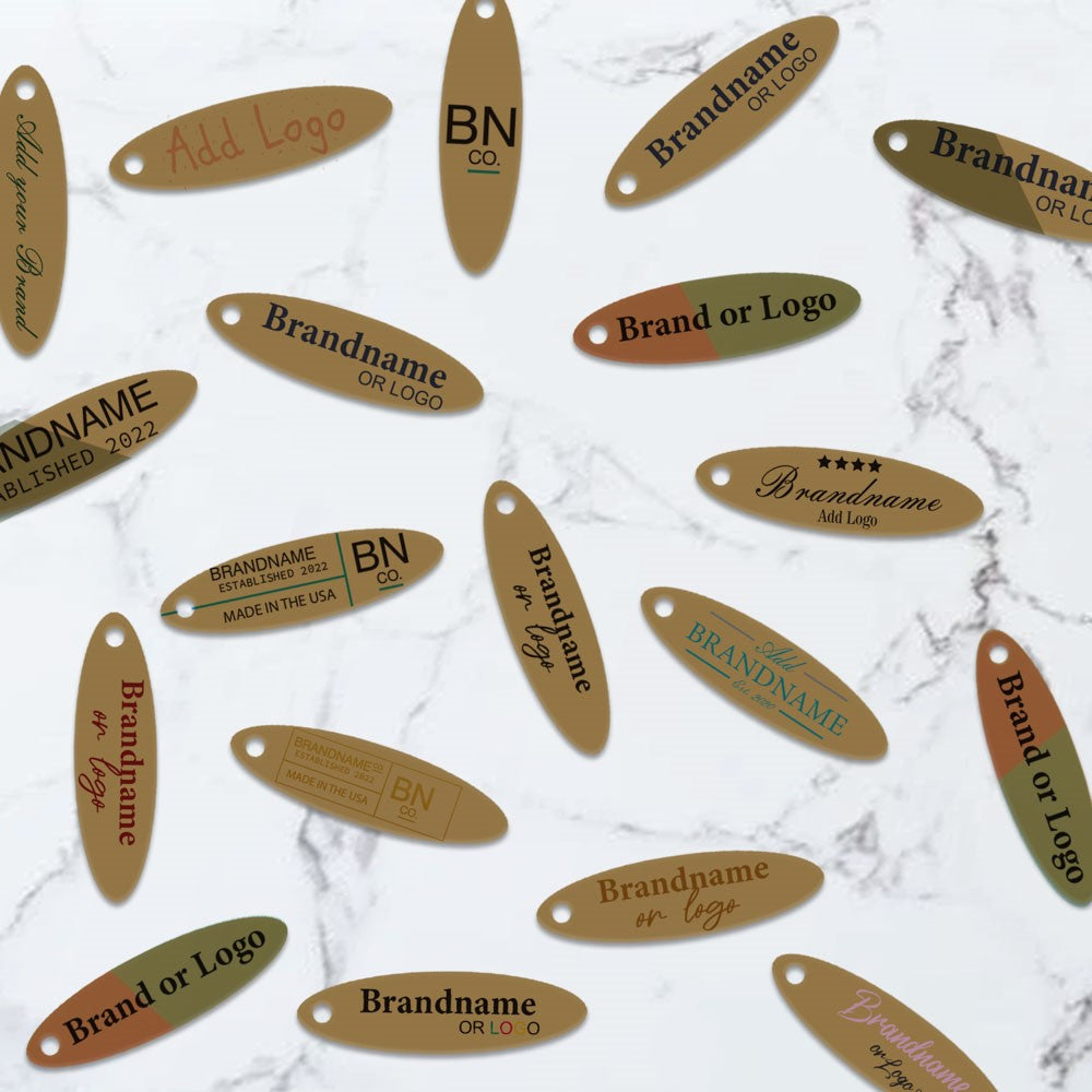 Kraft Custom Hang Tag- Oval - 1-3/4" x 1/2" (200 pcs)