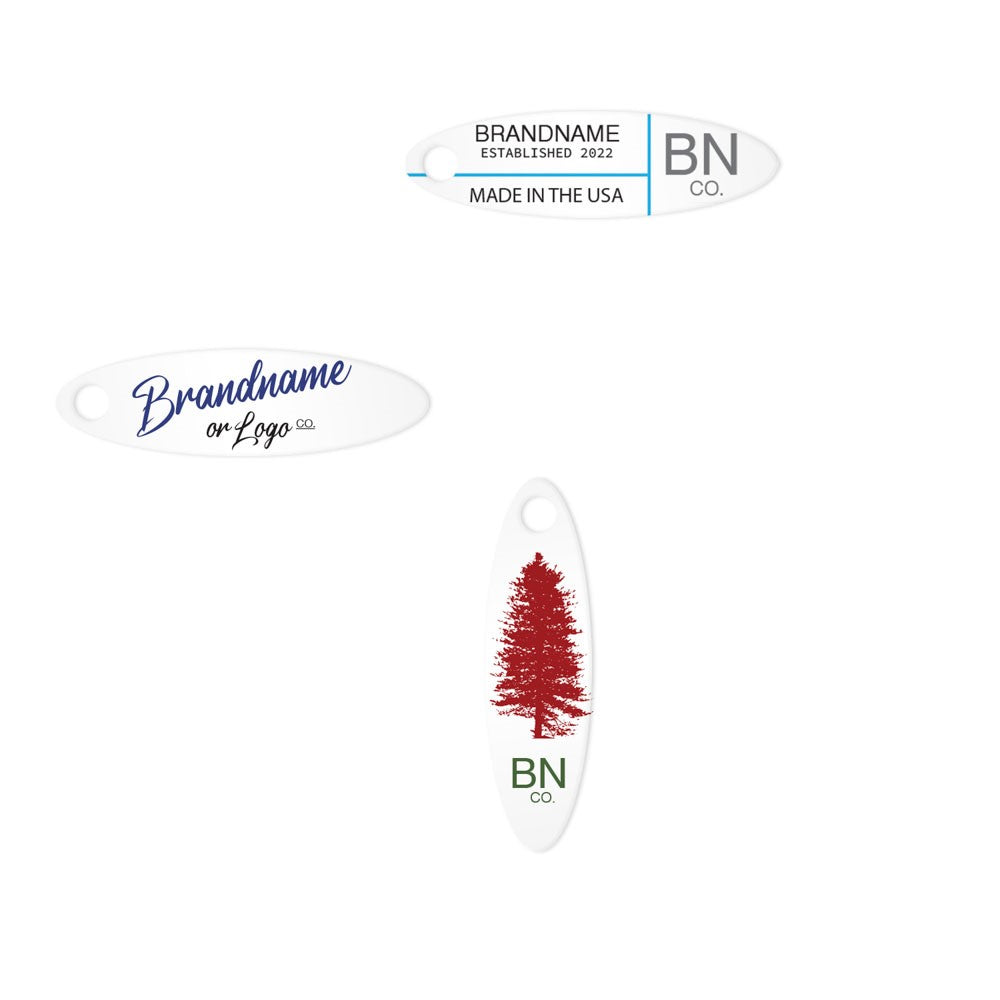 Matte White Custom Hang Tag- Oval - 1-3/4" x 1/2" (200 pcs)
