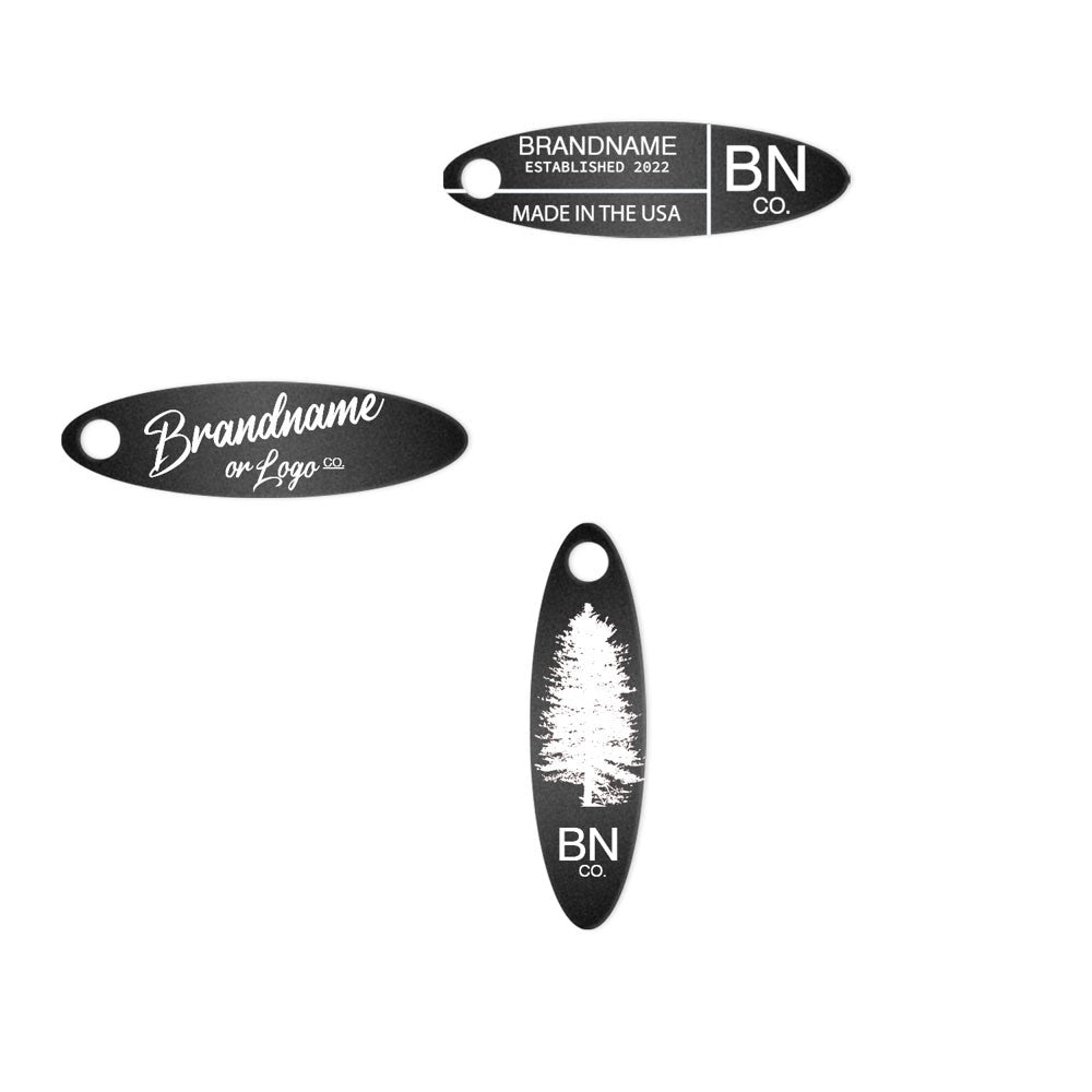 Shimmer Black Custom Hang Tag- Oval - 1-3/4" x 1/2" (200 pcs)