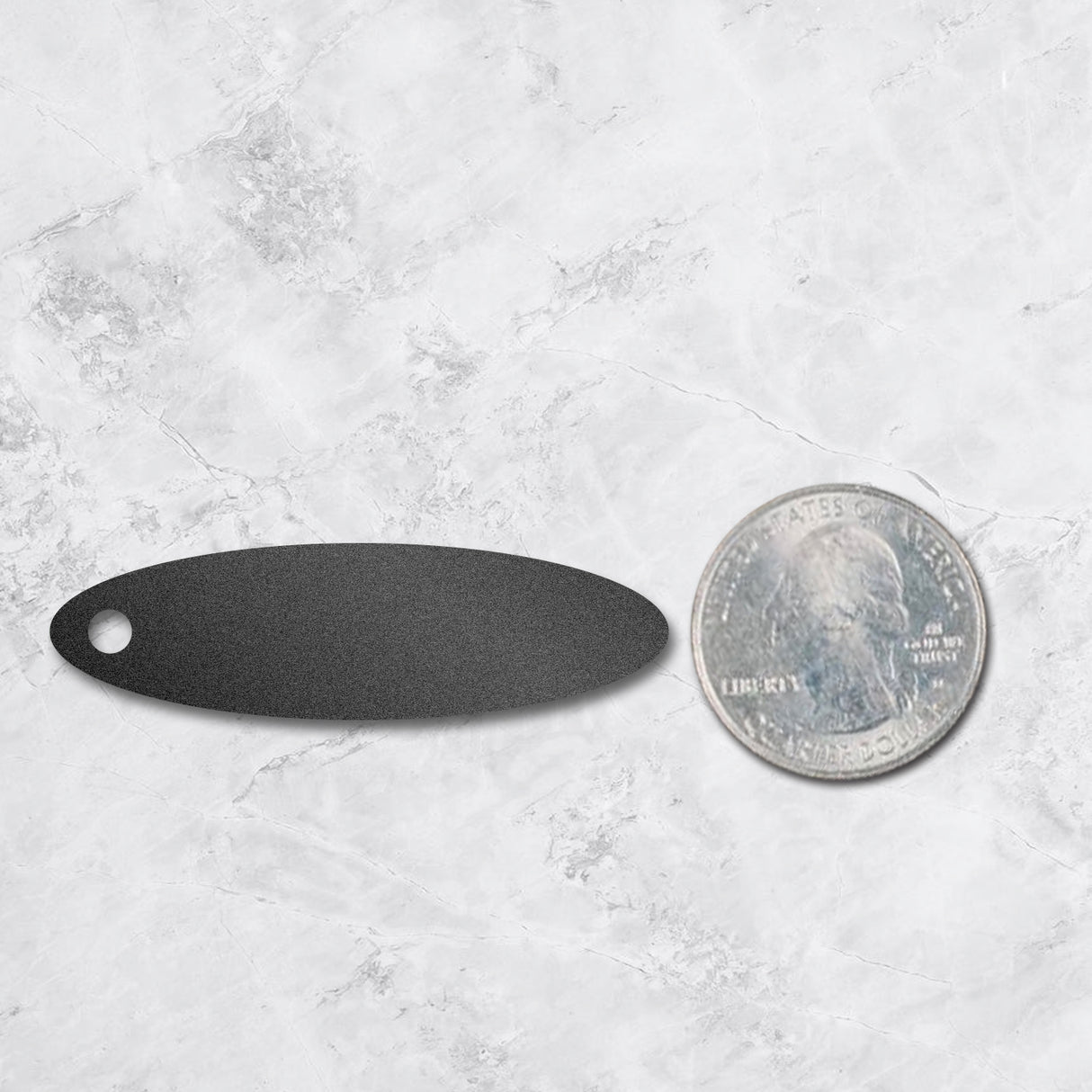 Shimmer Black Custom Hang Tag- Oval - 1-3/4" x 1/2" (200 pcs)