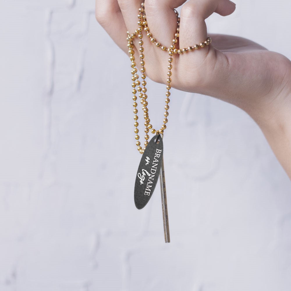 Shimmer Black Custom Hang Tag- Oval - 1-3/4" x 1/2" (200 pcs)