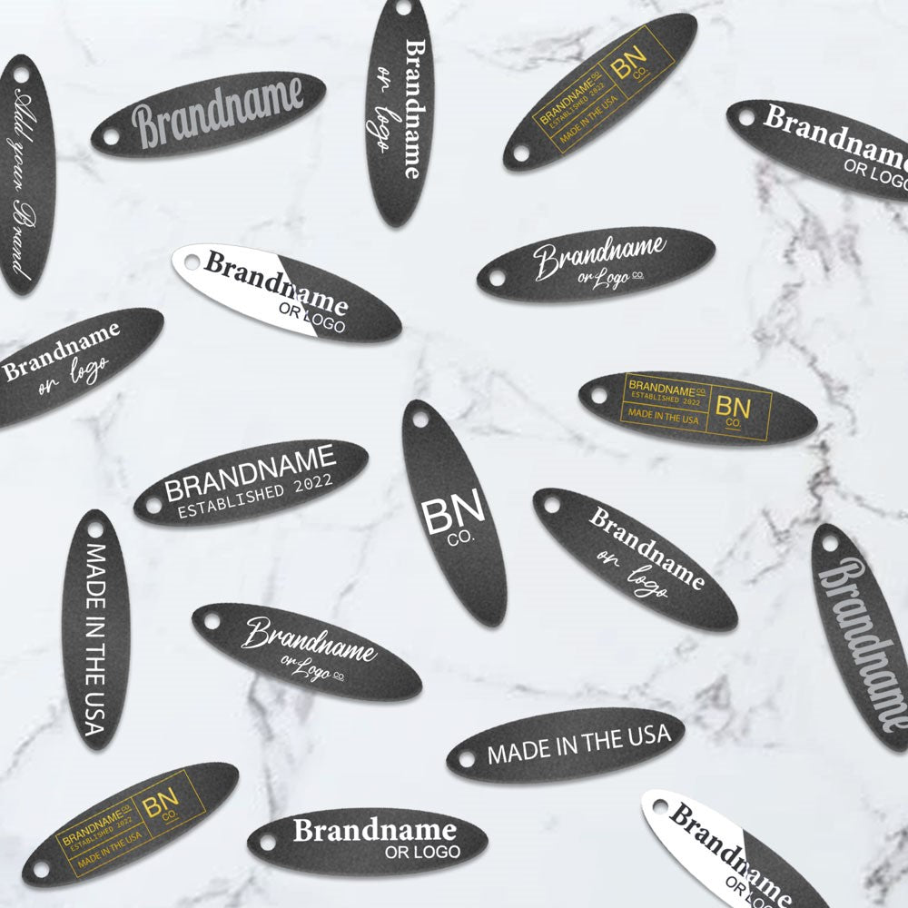 Shimmer Black Custom Hang Tag- Oval - 1-3/4" x 1/2" (200 pcs)