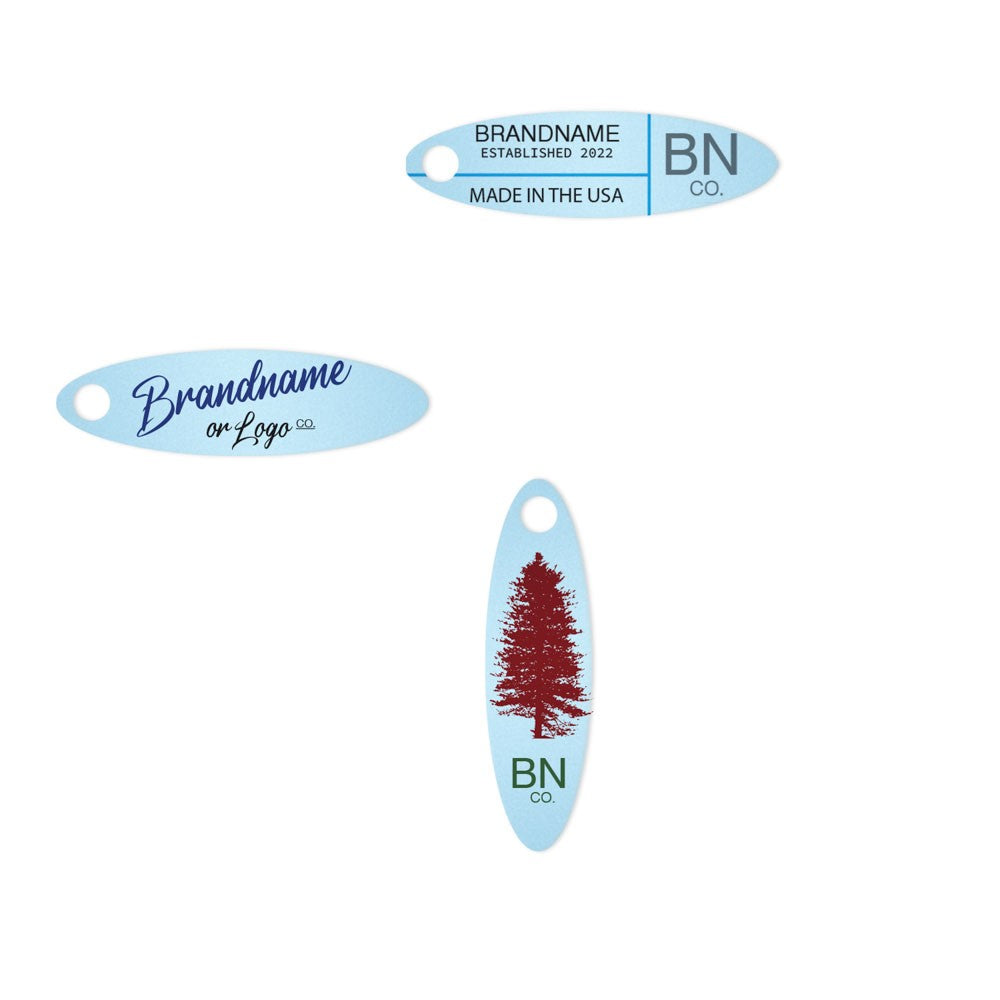 Shimmer Blue Custom Hang Tag- Oval - 1-3/4" x 1/2" (200 pcs)