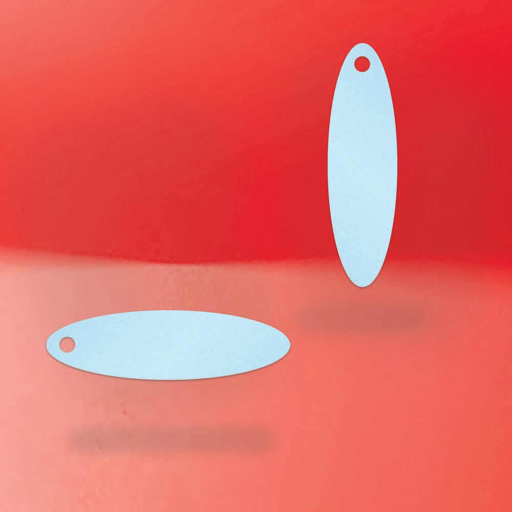 Shimmer Blue Custom Hang Tag- Oval - 1-3/4" x 1/2" (200 pcs)