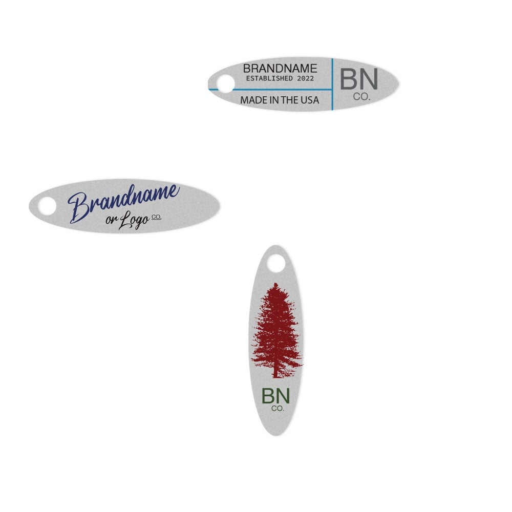 Smoke Grey Custom Hang Tag- Oval - 1-3/4" x 1/2" (200 pcs)