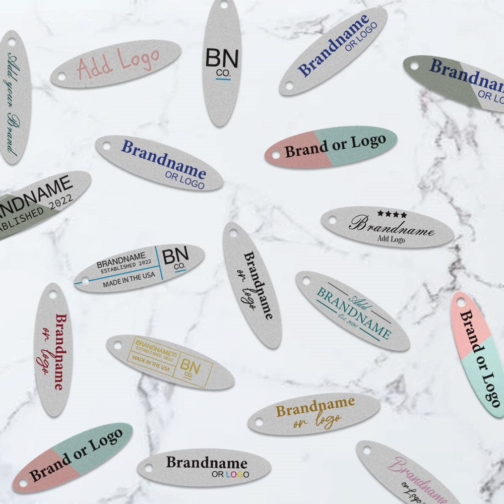 Smoke Grey Custom Hang Tag- Oval - 1-3/4" x 1/2" (200 pcs)