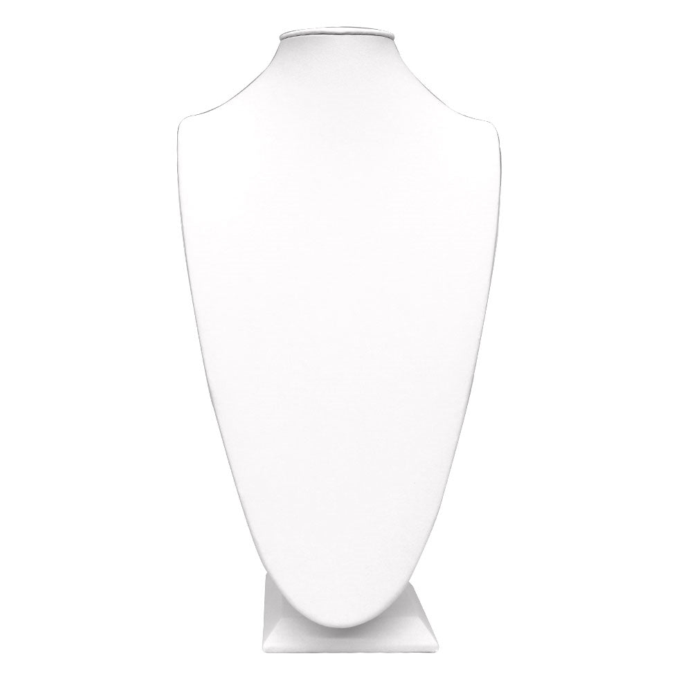 White Leatherette Jewelry Necklace Display Stand, 18" Tall