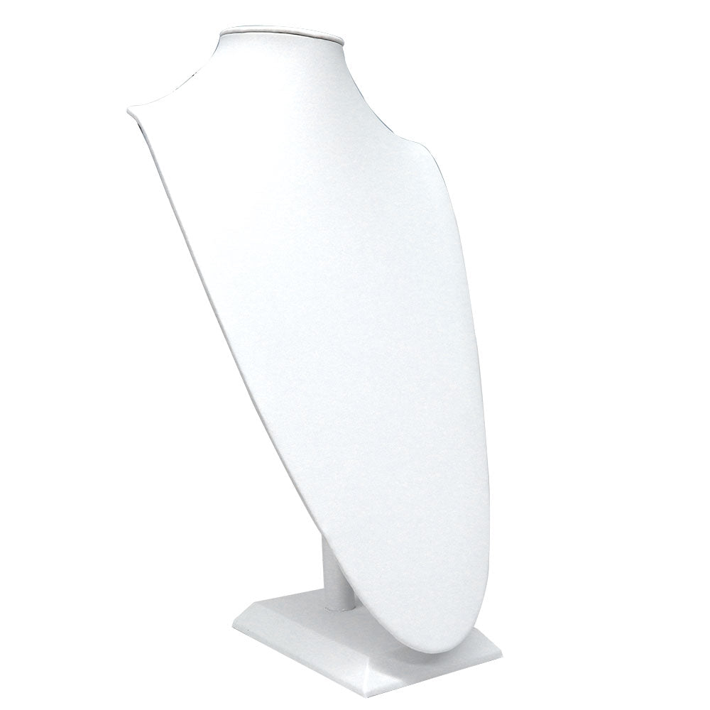 White Leatherette Jewelry Necklace Display Stand, 18" Tall