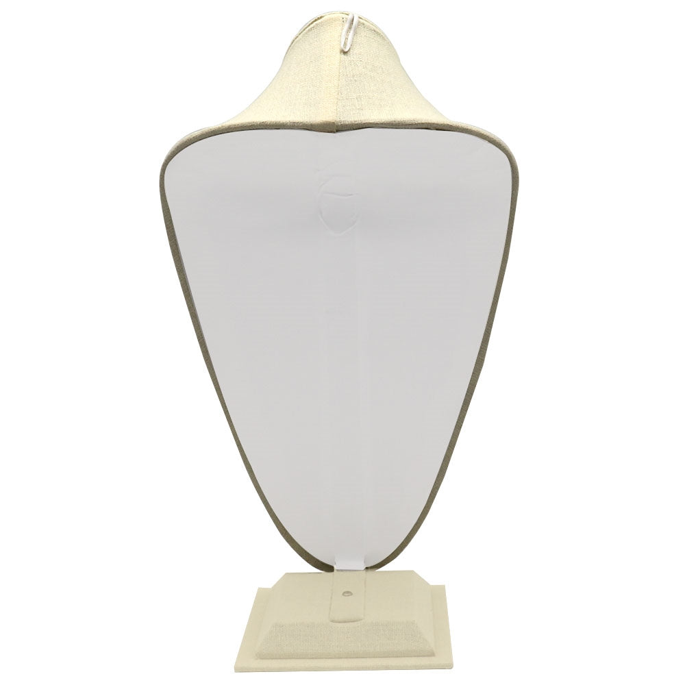 Beige Linen Jewelry Necklace Display Bust, 14-1/2" Tall