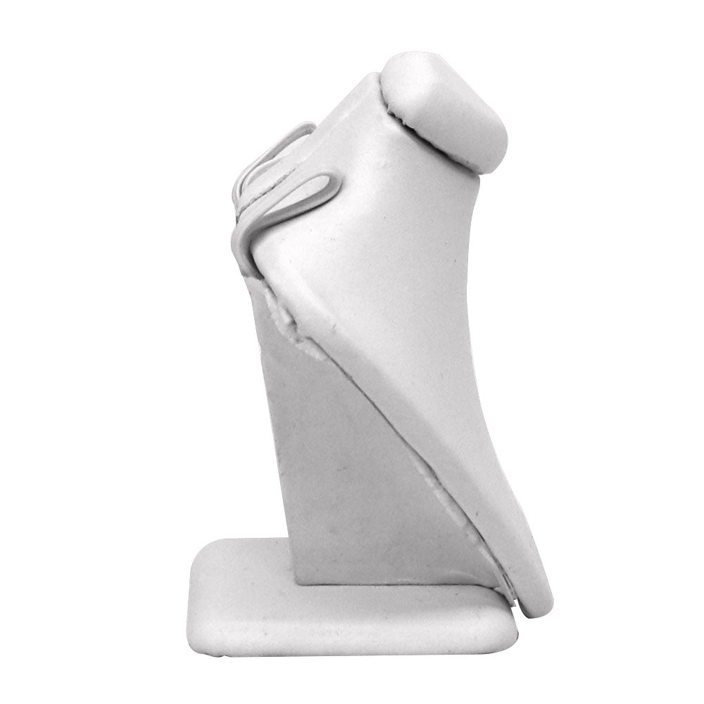 White Leatherette Jewelry Pendant Bust, 2-5/8" Tall