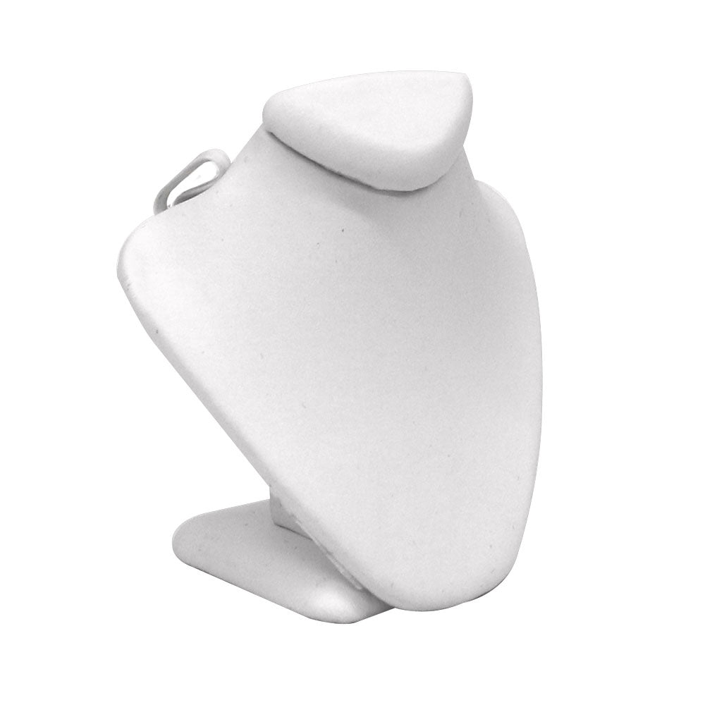 White Leatherette Jewelry Pendant Bust, 2-5/8" Tall