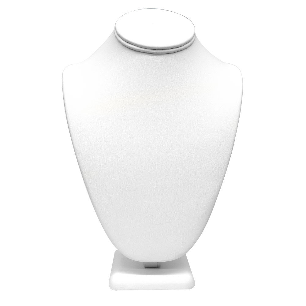 White Leatherette Jewelry Necklace Bust, 7-1/2" Tall