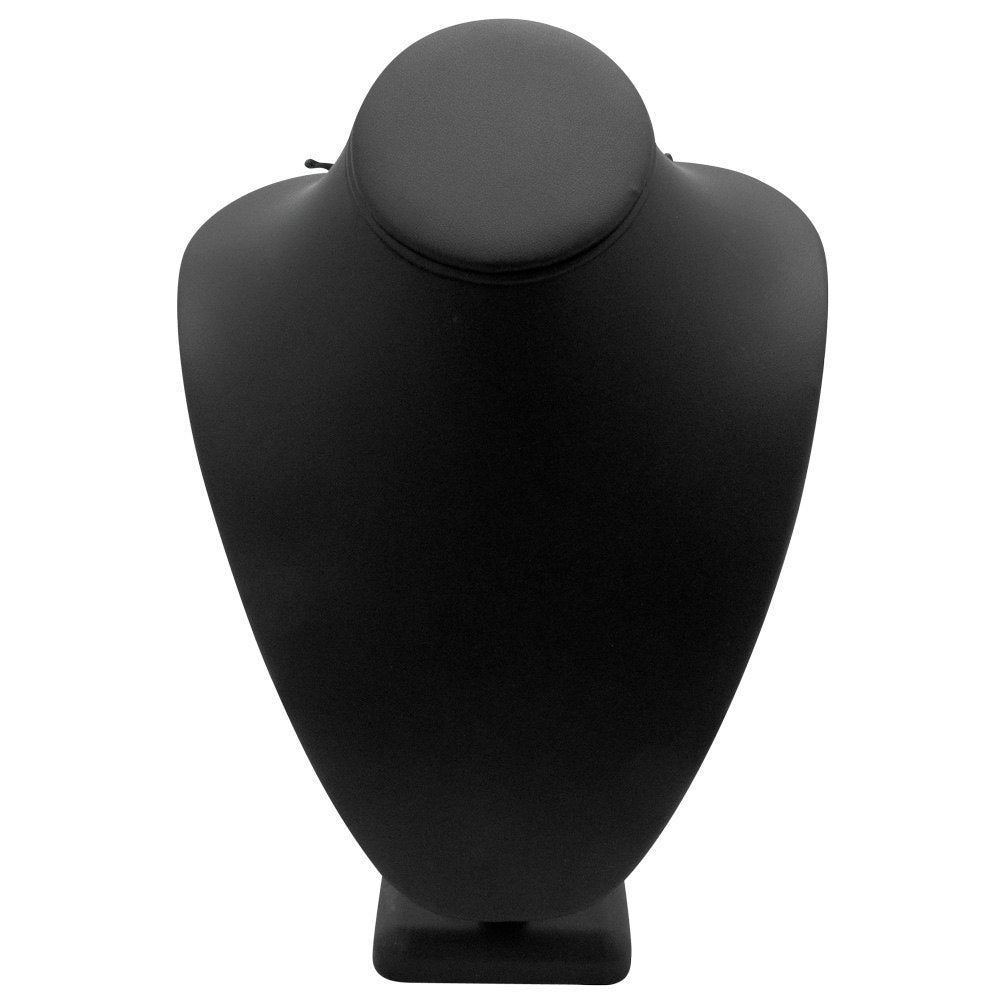 Black Leatherette Jewelry Necklace Bust, 11" Tall