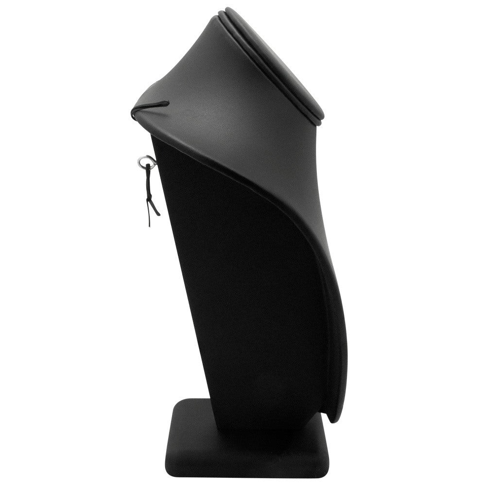 Black Leatherette Jewelry Necklace Bust, 11" Tall