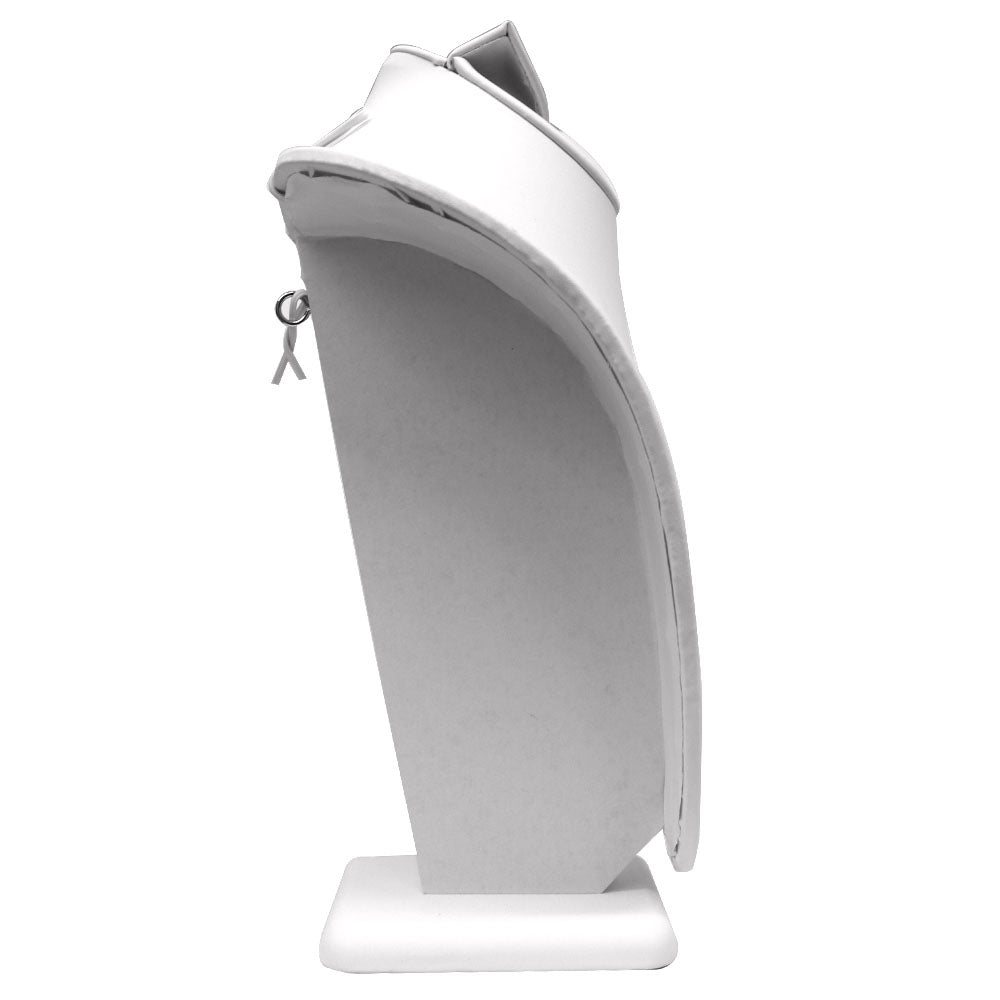 White Leatherette Jewelry Necklace / Ring / Earring Combination Bust, 7-1/2" Tall