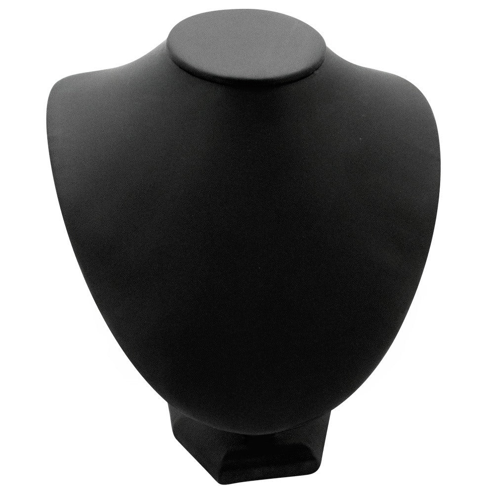 Black Leatherette Wide Jewelry Necklace Display Bust, 8" Tall