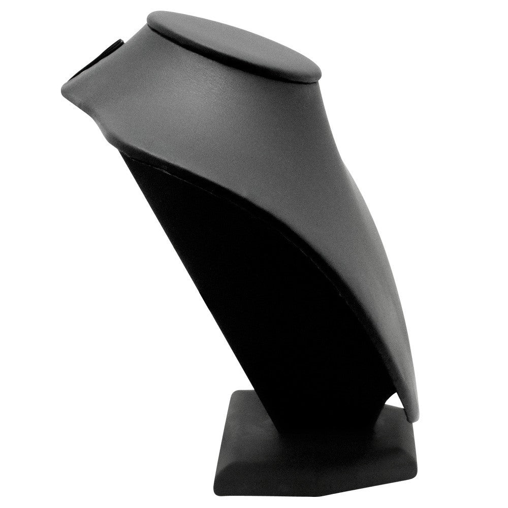 Black Leatherette Wide Jewelry Necklace Display Bust, 8" Tall