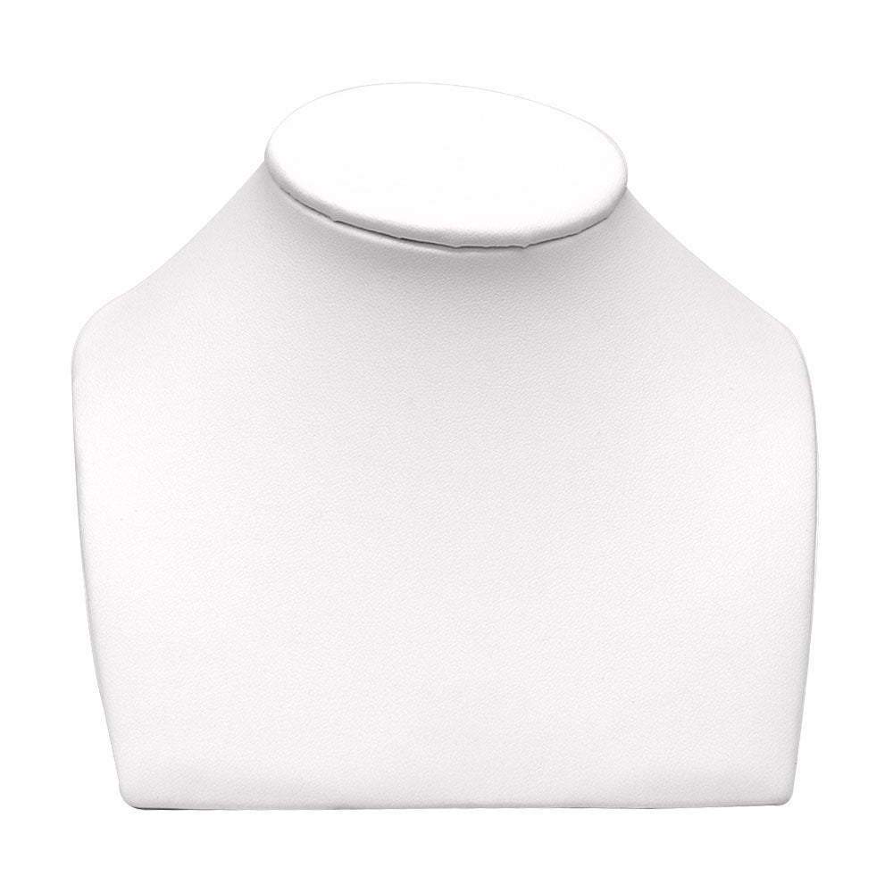 White Leatherette Low-Profile Jewelry Necklace Bust, 5" Tall