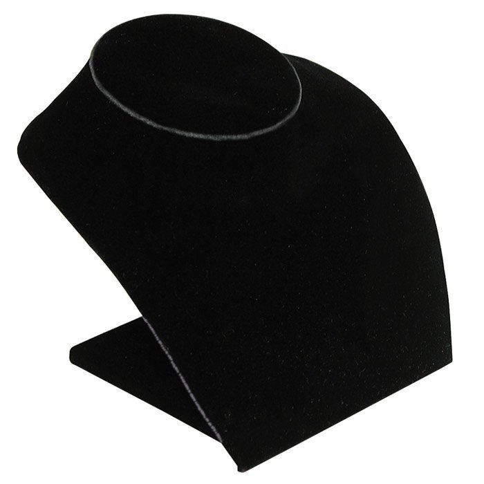 Black Velvet Low-Profile Jewelry Necklace Bust, 5" Tall