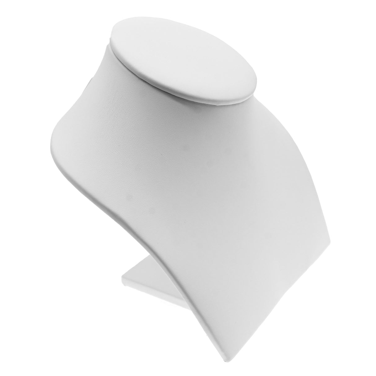 White Leatherette Low-Profile Jewelry Necklace Bust, 5" Tall