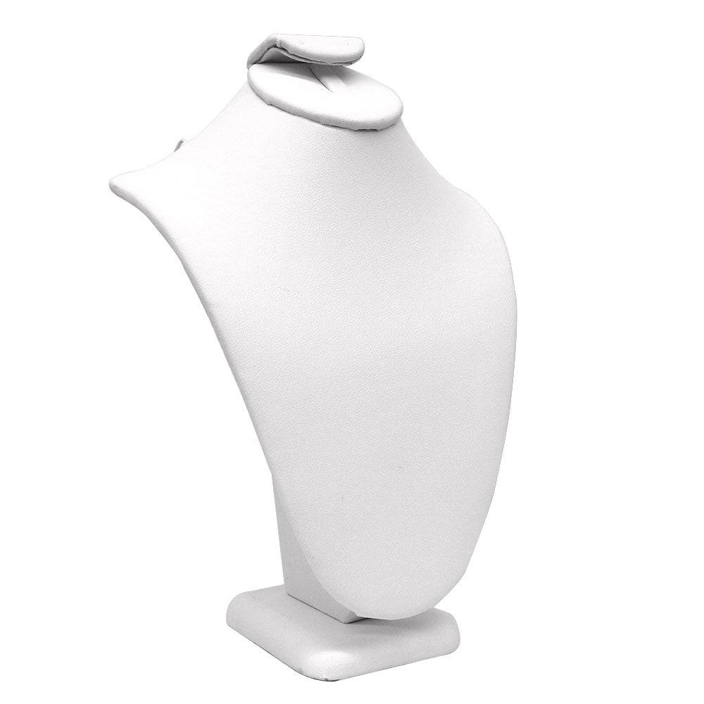 White Leatherette Jewelry Necklace / Ring / Earring Combination Bust