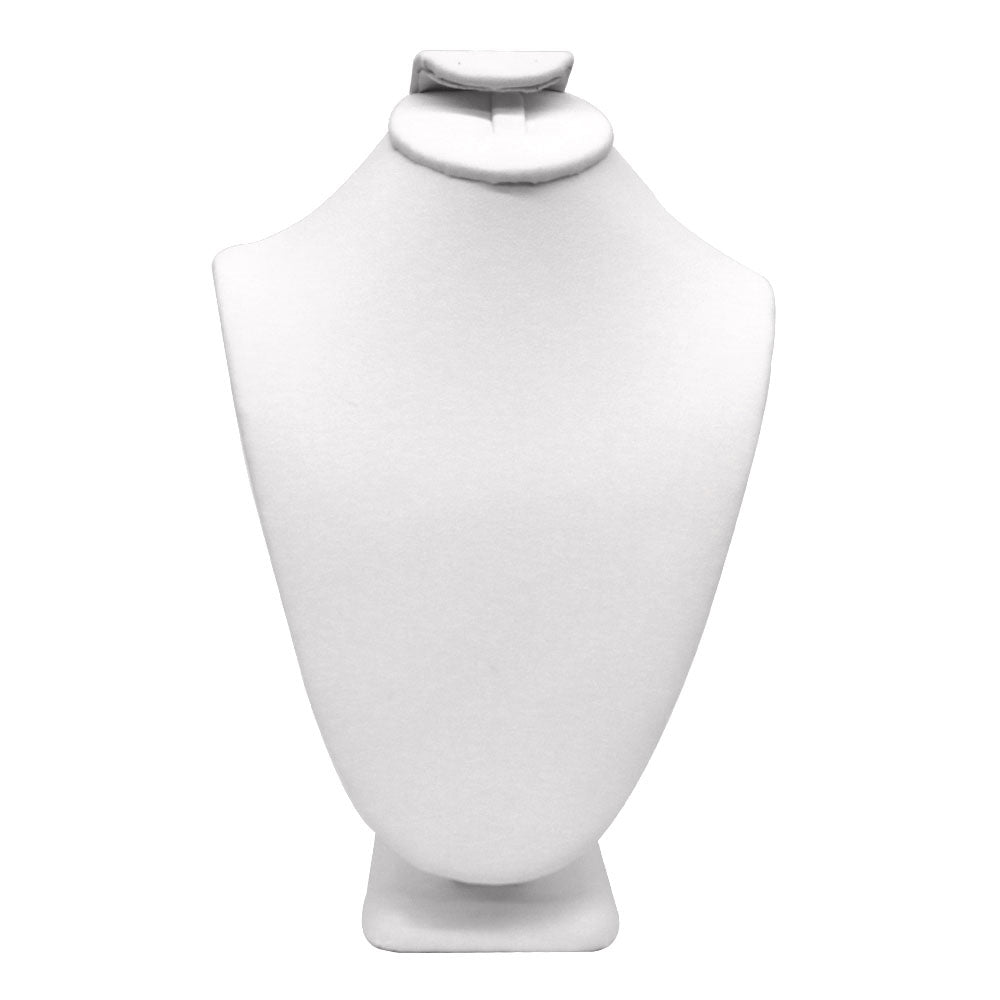 White Leatherette Jewelry Necklace / Ring / Earring Combination Bust