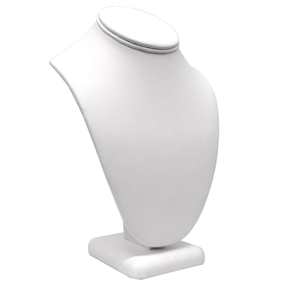 White Leatherette Jewelry Necklace Display Bust, 6-1/4" Tall