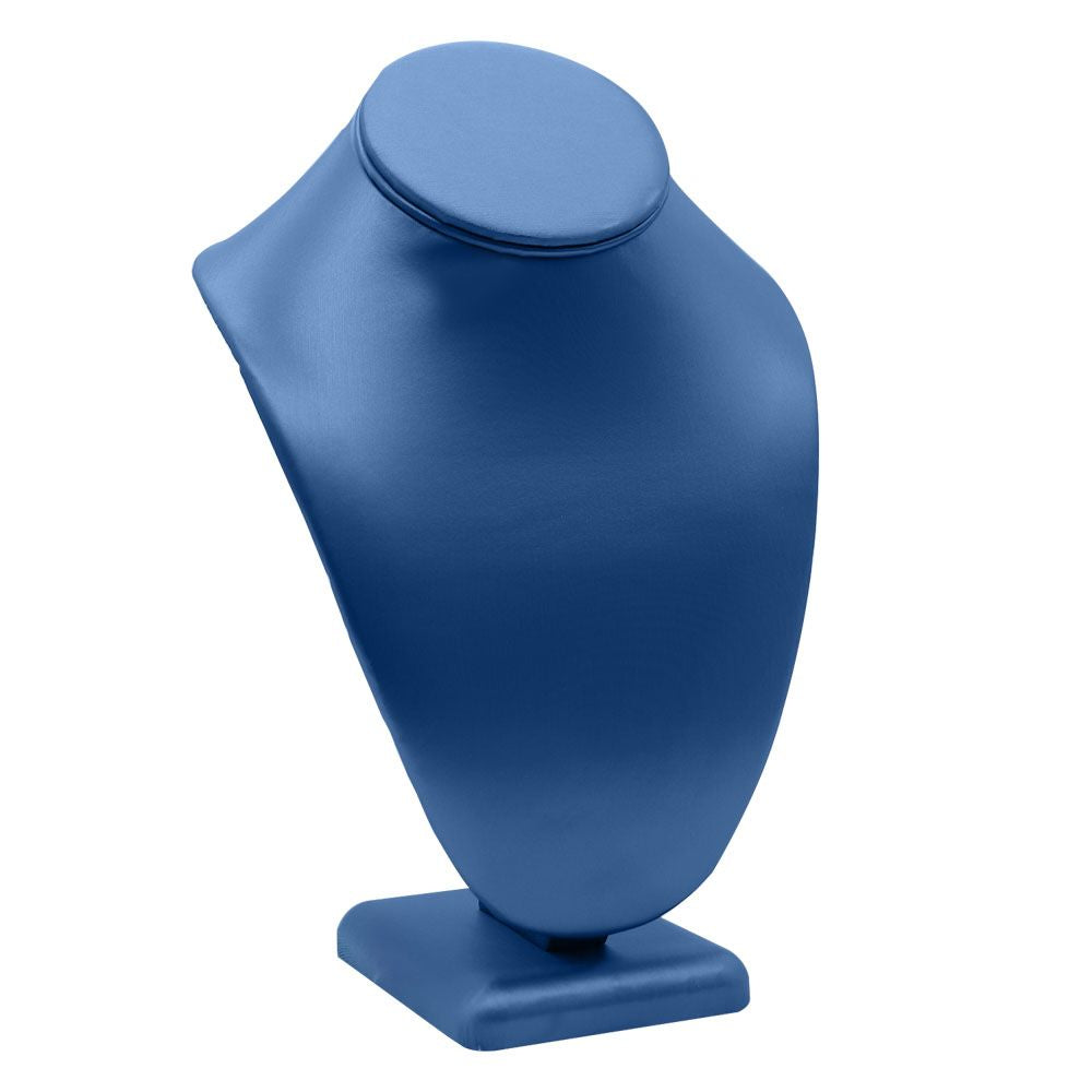 Blue Leatherette Jewelry Necklace Display Bust, 10" Tall