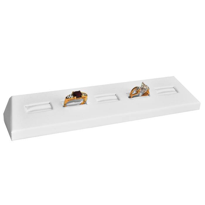 White Leatherette 5 Slot Jewelry Ring Display Tray