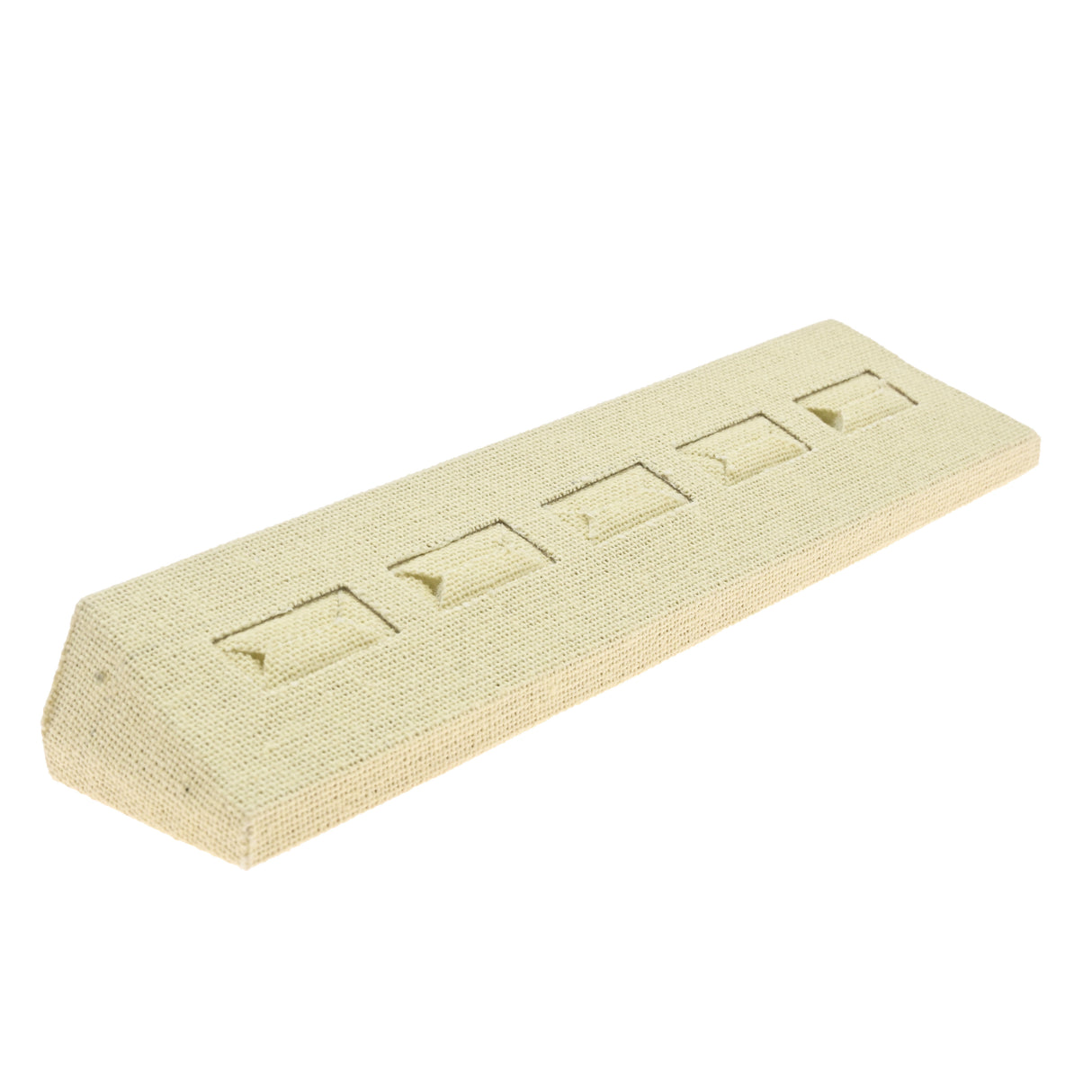 Beige Linen 5 Slot Jewelry Ring Display