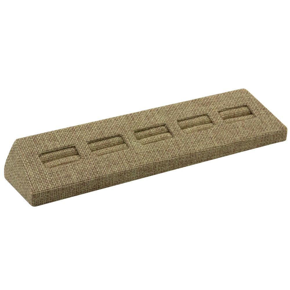 Brown Burlap 5 Slot Jewelry Ring Display