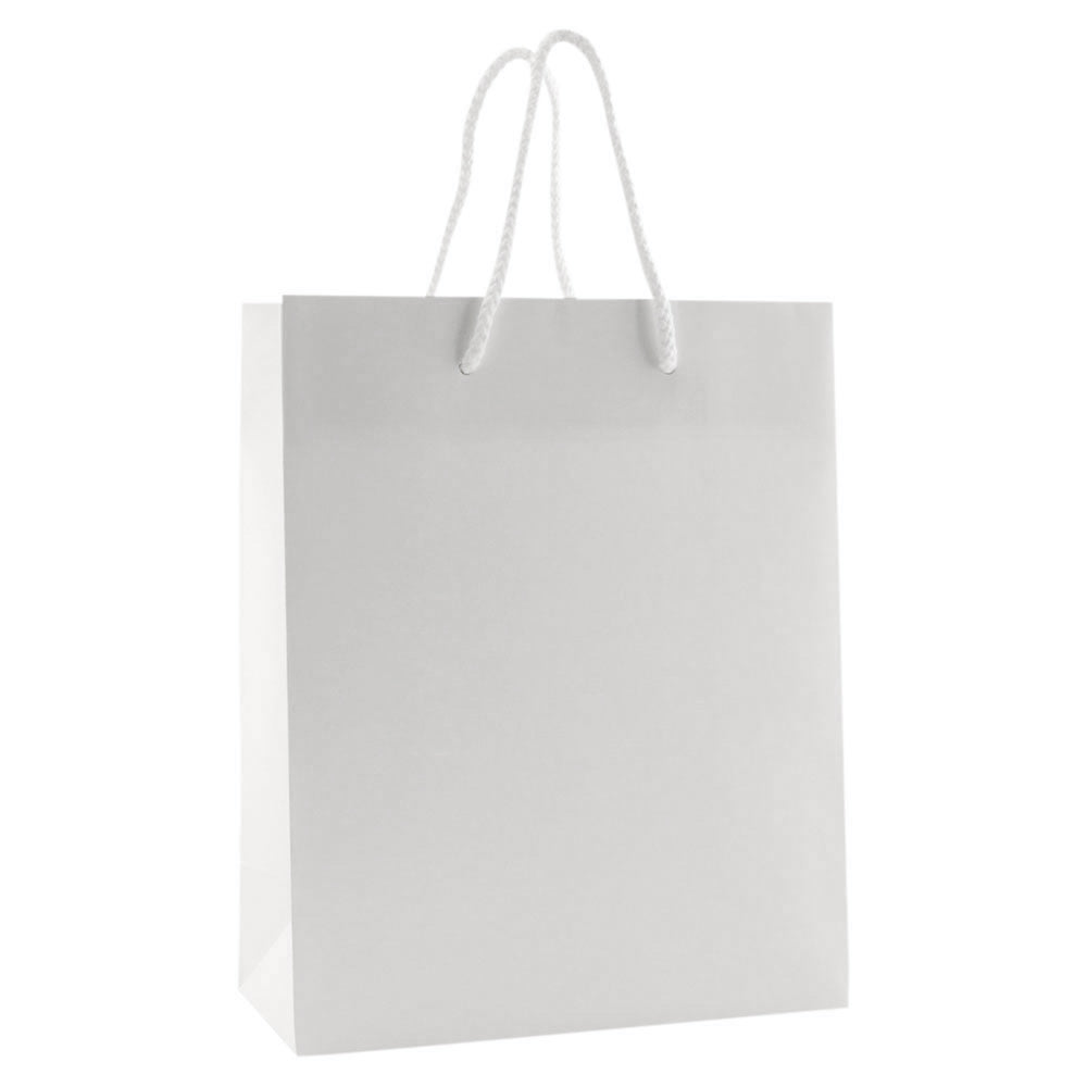 8" x 4" x 10" Matte White Paper Eurotote Shopping Bags