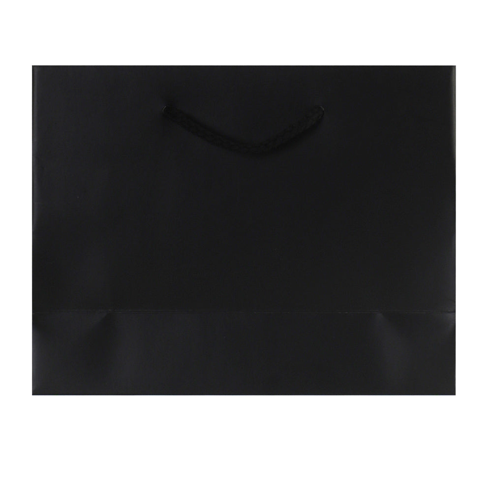 Premium Black Laminate Matte Paper Eurotote Shopping Bags - 9" x 3.5" x 7"