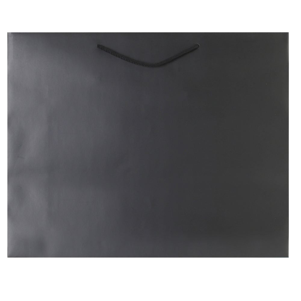 Premium Matte Black Eurotote Laminate Shopping Bags - 20" x 6" x 16"