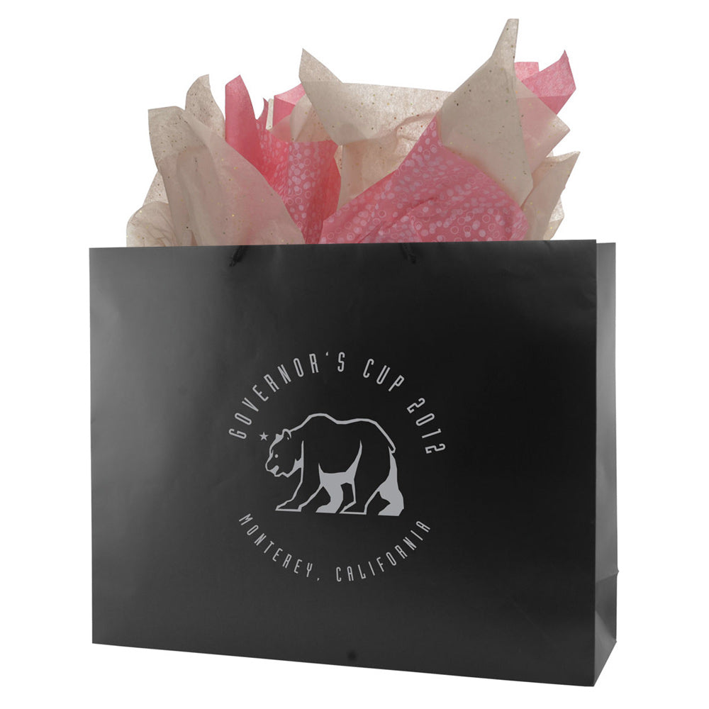 Premium Matte Black Eurotote Laminate Shopping Bags - 20" x 6" x 16"