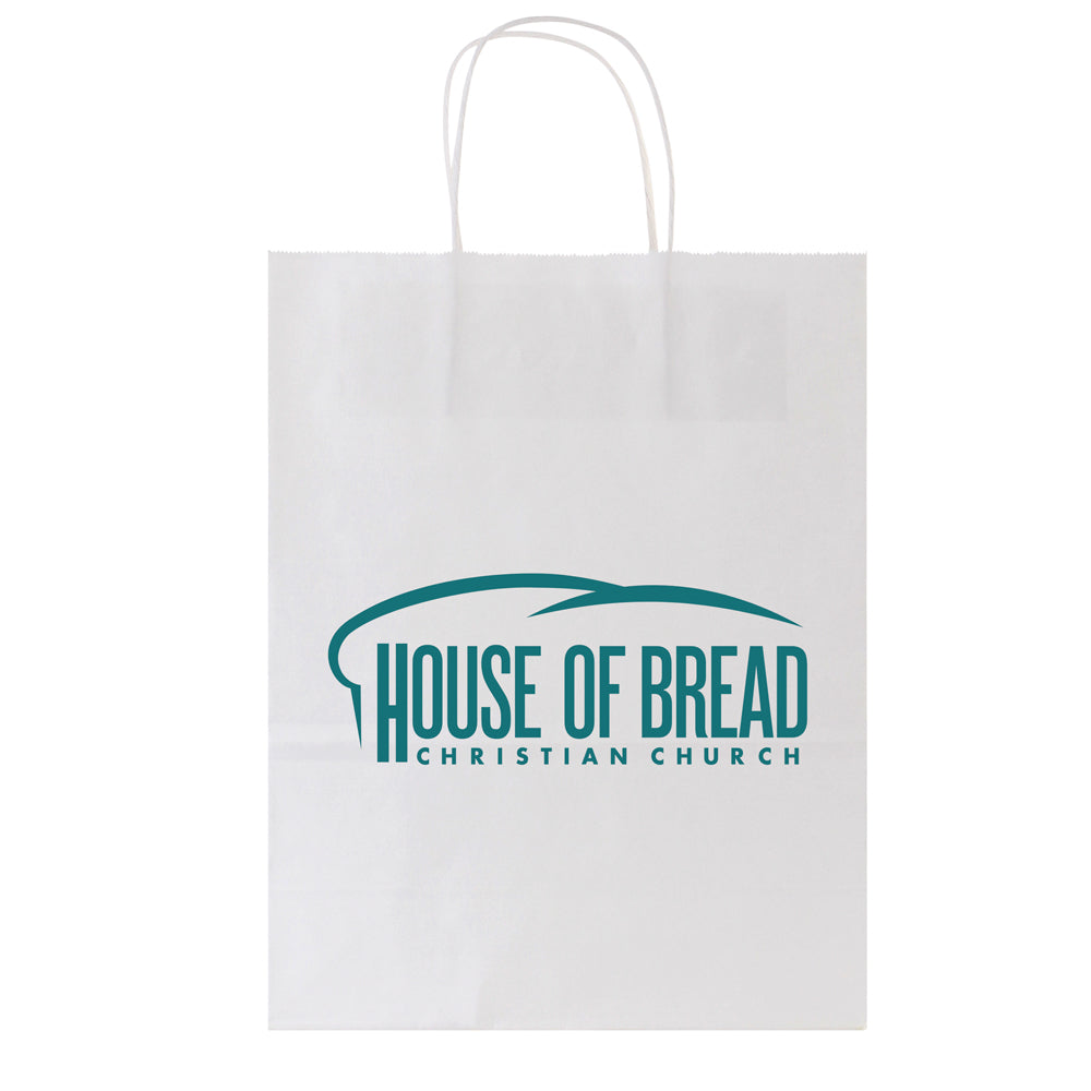 Custom White Kraft Paper Shopping Bags