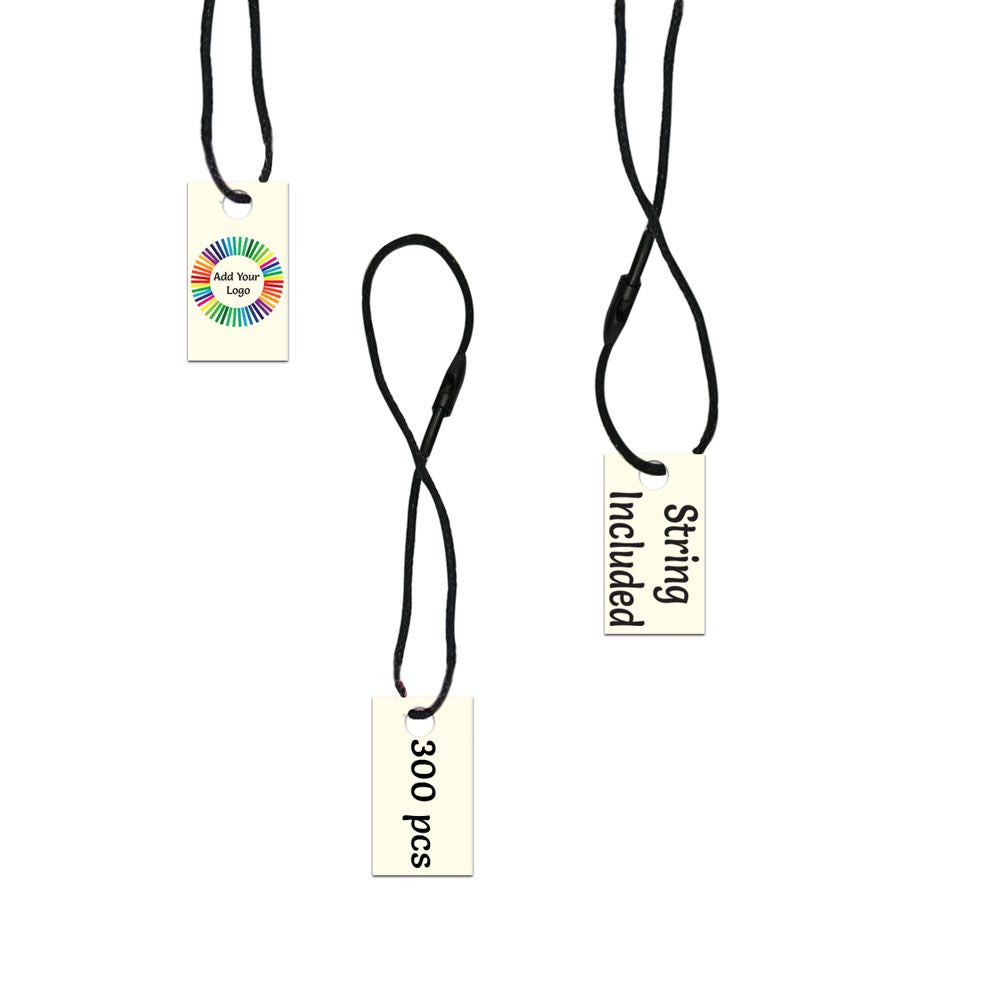 Ivory Custom Hang Tag Rectangle - 1" x 1/2" (300 pcs)