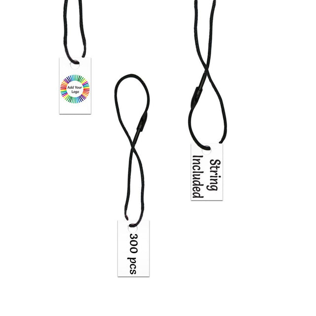 Matte White Custom Hang Tag Rectangle - 1" x 1/2" (300 pcs)