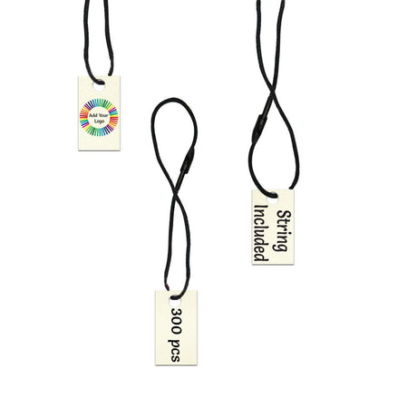 Shimmer White Gold Custom Hang Tag Rectangle - 1" x 1/2" (325 pcs)