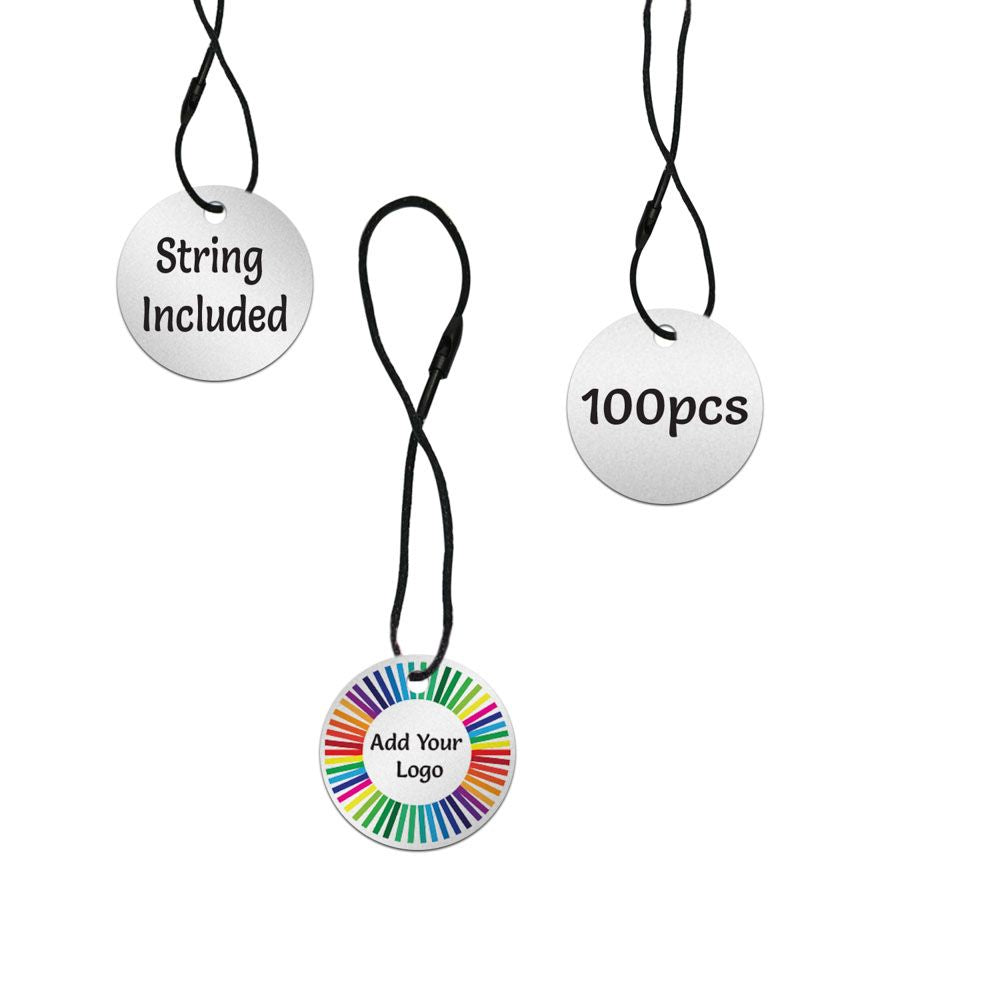 Shimmer Silver Custom Hang Tag - Circle - 1" dia.