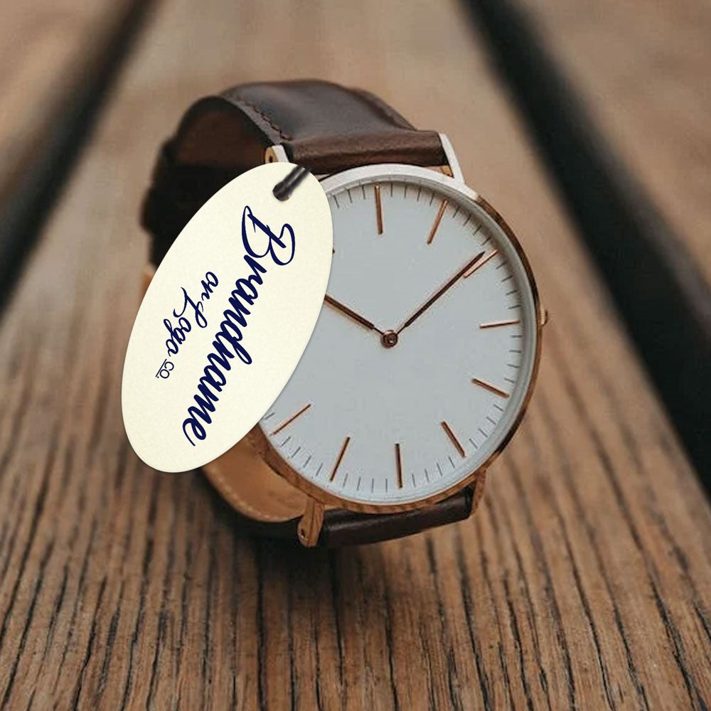 Ivory Custom Hang Tag - Oval - 1" x 2" (100 pcs)