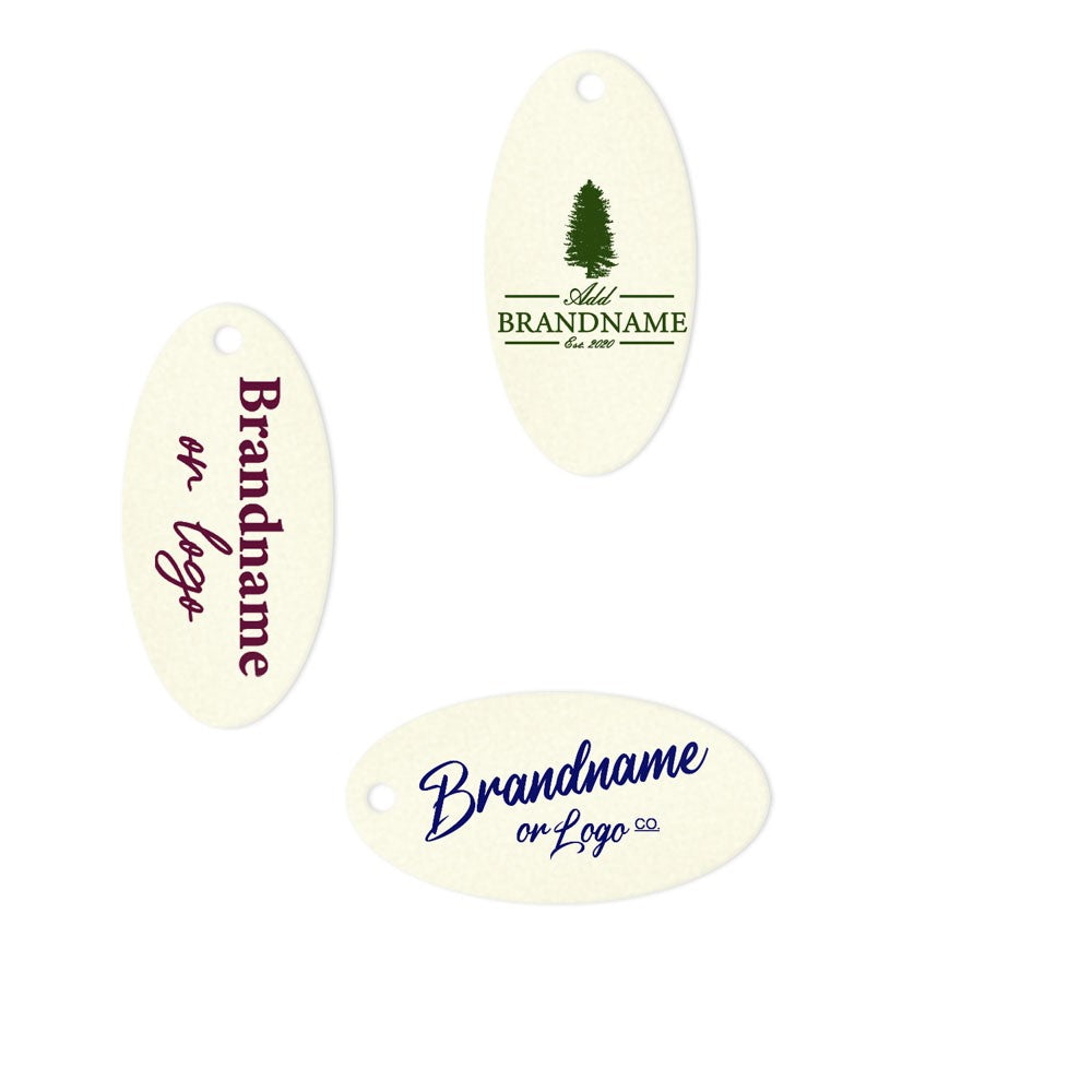 Ivory Custom Hang Tag - Oval - 1" x 2" (100 pcs)