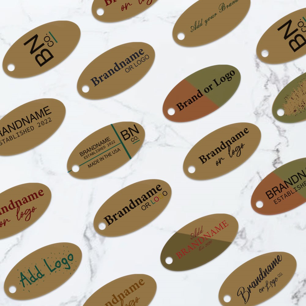 Kraft Custom Hang Tag - Oval - 1" x 2" (100 pcs)