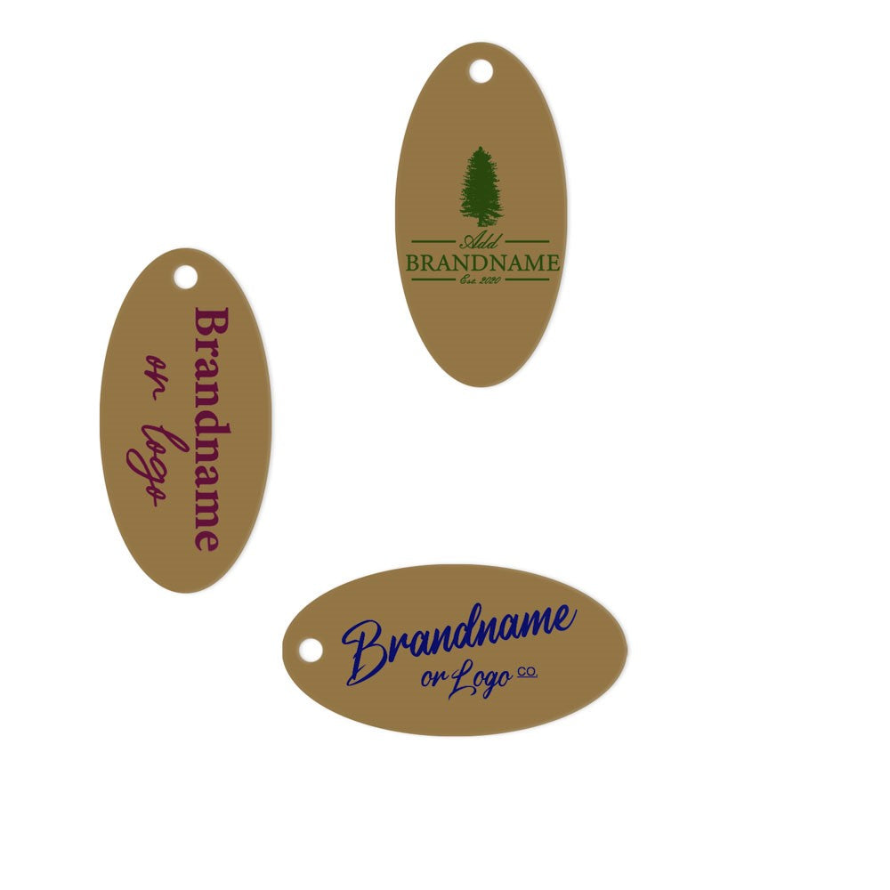 Kraft Custom Hang Tag - Oval - 1" x 2" (100 pcs)