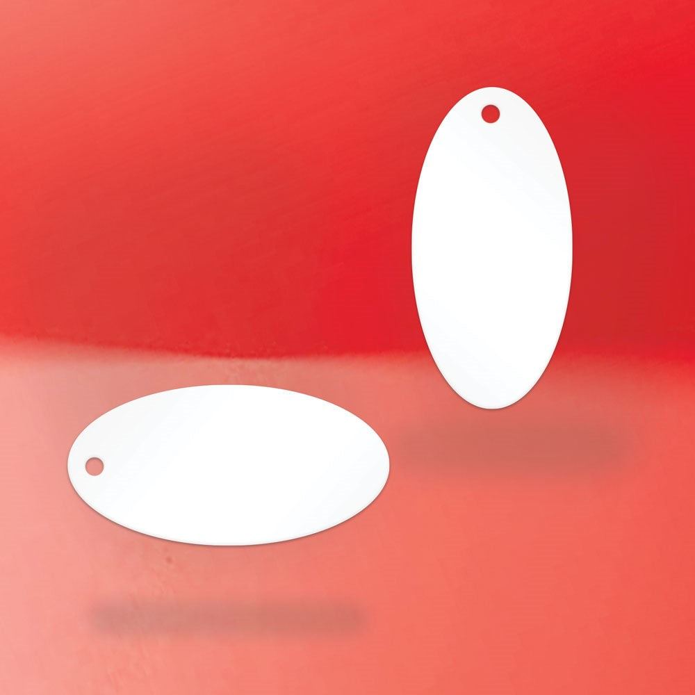 Matte White Custom Hang Tag - Oval - 1" x 2" (100 pcs)