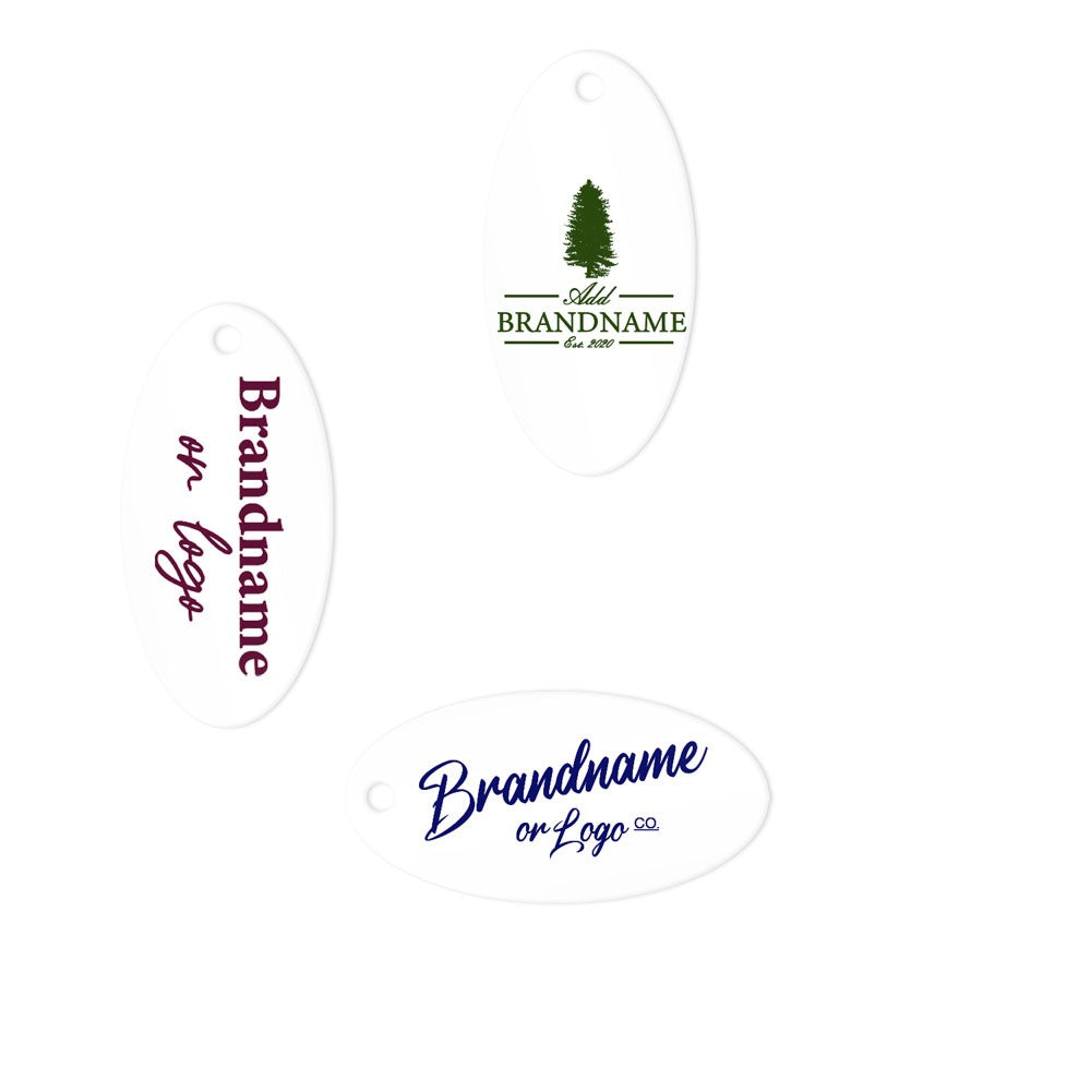 Matte White Custom Hang Tag - Oval - 1" x 2" (100 pcs)