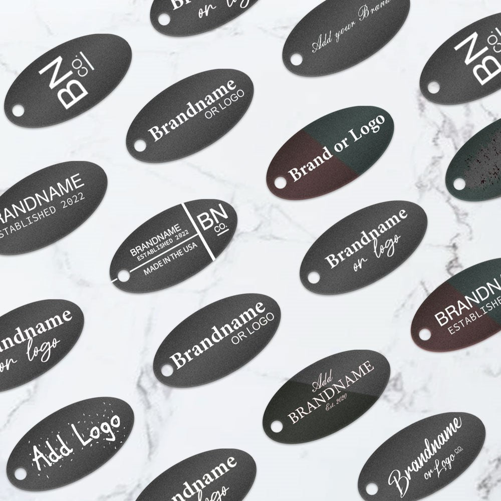 Shimmer Black Custom Hang Tag - Oval - 1" x 2" (100 pcs)