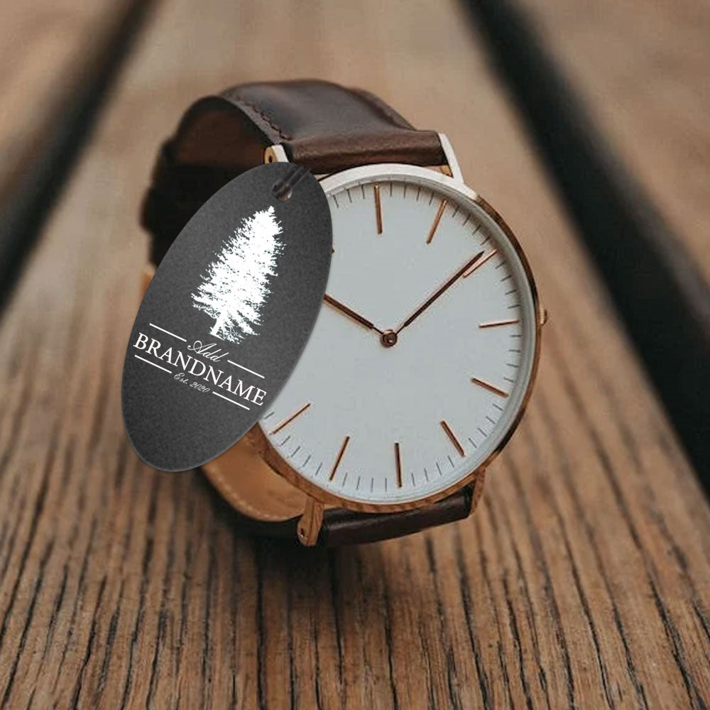 Shimmer Black Custom Hang Tag - Oval - 1" x 2" (100 pcs)